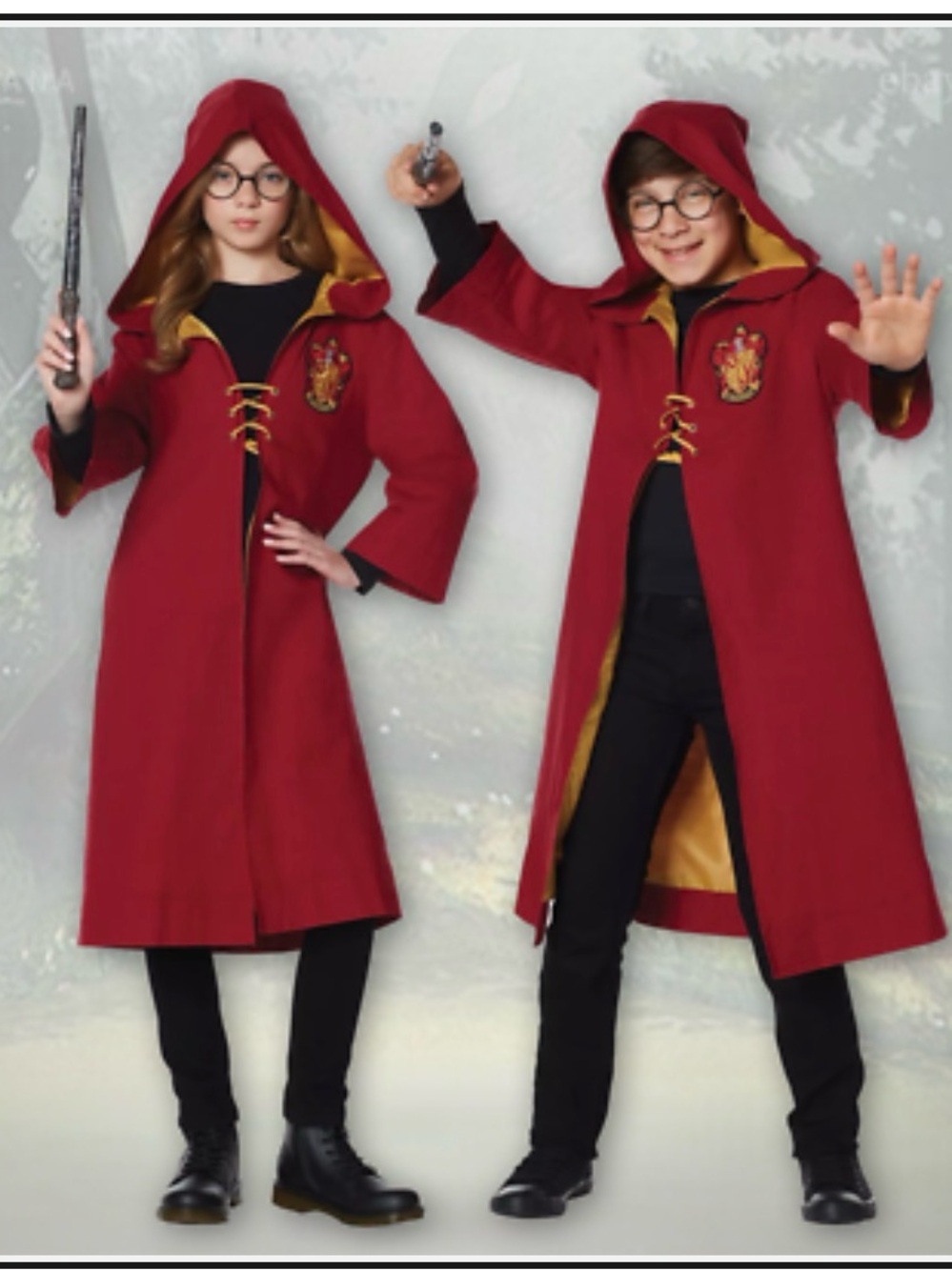 Harry Potter Deluxe Quidditch Gryffindor Red Hooded Wizard Robe